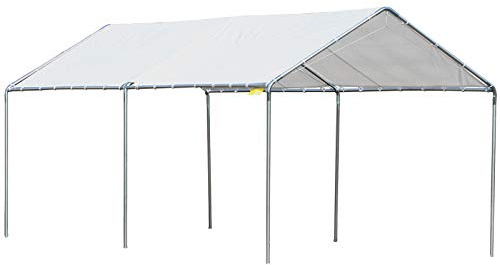 Outsunny Carport auvent pour Voiture 6 x 3 m Acier galvanisé Robuste PE Haute densité Blanc