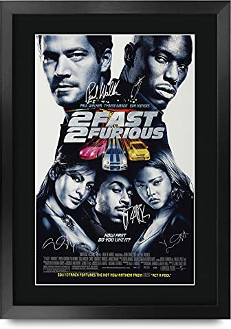 HWC Trading FR A3 2 Fast 2 Furious Paul Walker Geschenke gedrucktes Poster signiertes Autogramm Bild für Film-Fans – A3 gerahmt