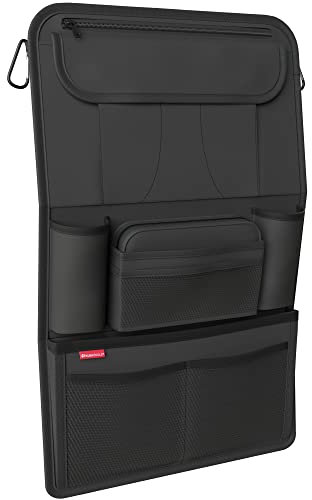 ATHLON TOOLS Der stabilste Autositz-Organizer - mit verstärkter Rückwand - Lebensmittelecht - mit integriertem Tablet-Halter - mit Extra Federtasche - für Business und Kinder - Designed in Hamburg