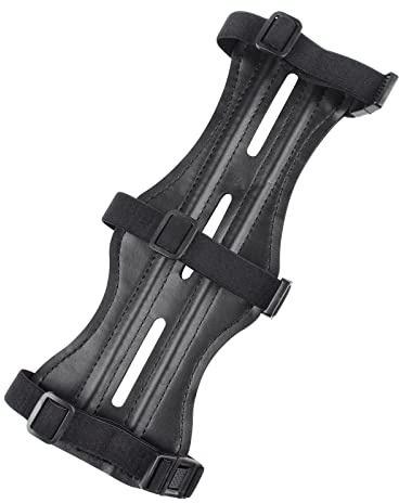 Archery Arm Guard, Archery Bracer/Archery Cowhide Leather Forearm Protector w/Bow Range with 3-Strap Buckles, Arm Guard for Archer Hunter