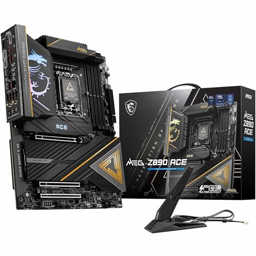 MSI MEG Z890 ACE Motherboard, ATX - Supports Intel Core Ultra Processors (Series 2), LGA 1851 - 110A SPS VRM, DDR5 Memory (9200+MT/s OC), PCIe 5.0 & 4.0 x16, M.2 Gen5, Thunderbolt 4, Wi-Fi 7, 10G LAN