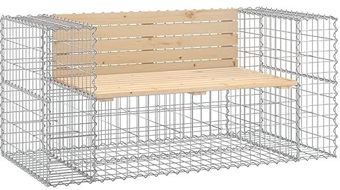 vidaXL Banc de Jardin Design Gabion 143x71x65,5 cm Bois Massif de pin, siège de Jardin, Banc de Parc, Banc de Pique-Nique de Jardin, Banc extérieur