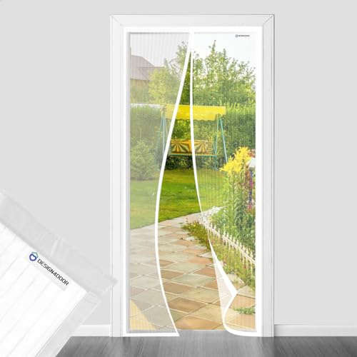 Fliegengitter tür 95x200cm, design4door Fliegengitter Balkontür Weiß, Keine Stechmücken, Gesundes Leben