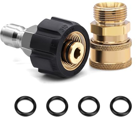 RUNYU 2 Stück Hochdruckreiniger Adapter Set, M22 3/8'' Quick Connect Kit für Sprühpistolen-Anschluss, M22 14mm Innengewinde auf Außengewinde Schnellanschluss, 5000 PSI