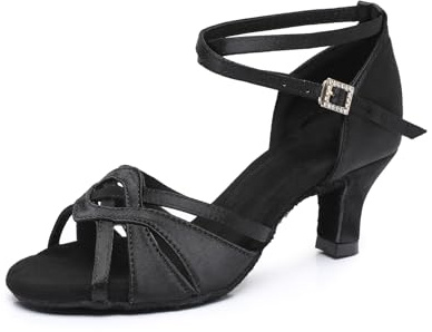 Rosefinch Scarpe da Ballo Latino per Le Donne Nero Professionale Scarpe da Ballo Sala da Ballo Partito Salsa Danza Pratica Prestazioni Scarpe Taglia（A01G）