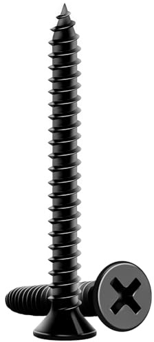 Wood Screws 1-1/2 Inch, 80PCS, FIXLINK #8 x 1-1/2“ Flat Head Black Screws