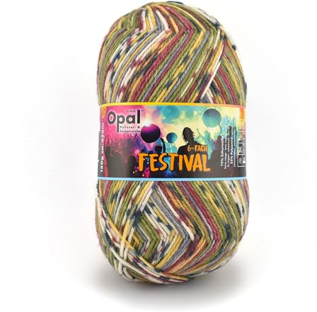 Opal Festival (420m) 6-Ply Yarn - Wool-Blend, for Knitting Warm Socks with Unique Colour Patterns, 11427, 1 x 150g