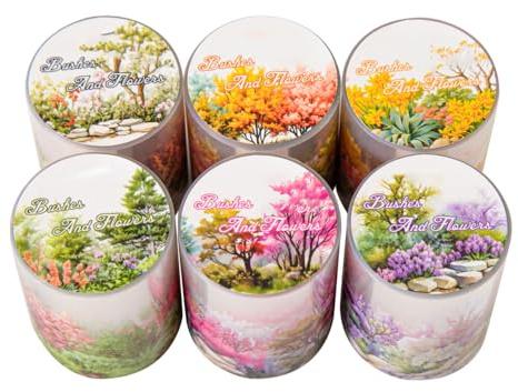 MiOYOOW Klebeband für Scrapbooking, 6 Rollen dekorative Aufkleber aus PET, Aufkleber für Journaling, zuschneidbar für Journaling Scrapbook DIY
