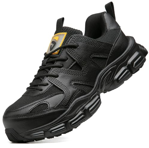 KOIFISH Zapato de Seguridad Mujer Comodos Zapatillas de Trabajo Negro 39