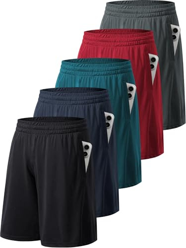miijoory 5 Pack Gym Shorts Men UK with Pockets Sports Running Quick Dry XL