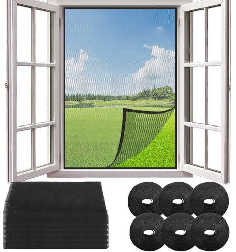 6pcs Moustiquaire Fenêtre, 130cm x 150cm Moustiquaire Fenêtre Découpable, Moustiquaire Filet, avec 6 Auto-Rubans Adhésifs DIY Filet Moustiquaire, Moustiquaire Fenêtre Écran