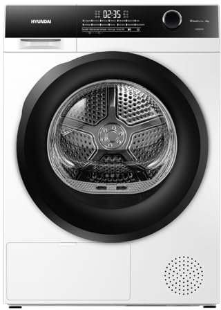 Hyundai Secadora Bomba Calor 9 Kg, Carga Frontal, Blanco, HSB900A2D. 700W, 14 Programas, Función Antiarrugas, Función Antiarrugas, Tambor Waterdrop, Eficiencia Energética Clase A++