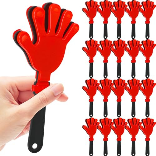 24 Pack Hand Clappers Noisemakers Loud Cheering Props for Sports Games Birthday Carnival(Red and Black)