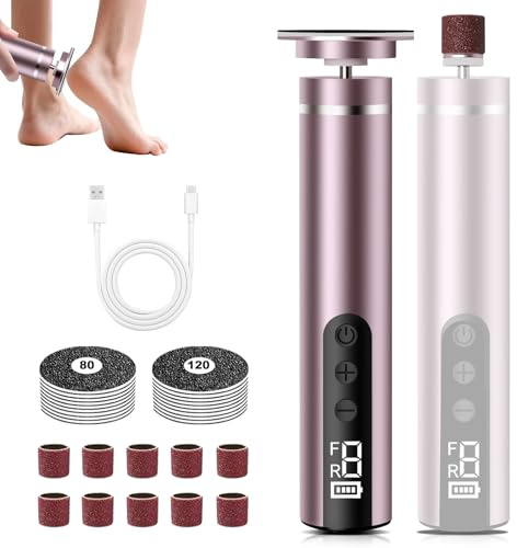 Rimozione calli elettrico 2 in 1 per la cura dei piedi e delle unghie con display LCD e 9 livelli, ricaricabile Foot Glow Rimozione calli per talloni screpolati, Hornha