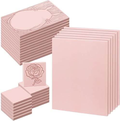 Ounfhtrttk Gummi Linolschnittblock für DIY Kunst - 6er Pack 8 X 6, 30 Stück Linoleumblöcke für Druckmaterialien 12 Stück 4 X 6 und 2 X 2