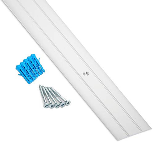 1 pieza SOTECH Perfil de Transición Cross Aluminio Anodizado Plateado 1000 x 37 x 2 mm Riel de transición perforado que incluye juego de fijación perfil de piso