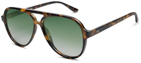 SOJOS Polarisiert Sonnenbrille Damen Herren Retro Oval Brille 70er Vintage Groß Sonnenbrille SJ2201 mit UV400 Schutz, Schildpatt Rahmen/Grün Linse