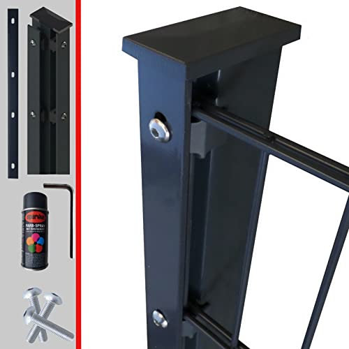 Doppelstabmattenzaun Komplettset 6/5/6mm in Anthrazit RAL7016 – Stabmattenzaun Gartenzaun - Pfosten mit Abdeckleiste und Zubehör Zaunhöhe: 1230 mm, Länge: 30 m | inkl 3 Eckpfosten