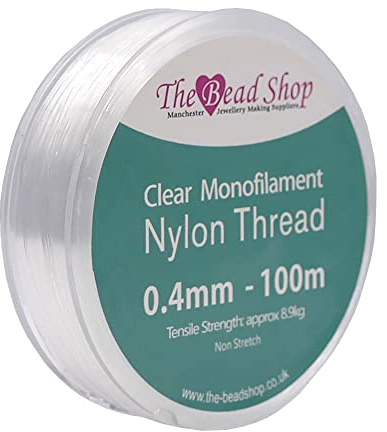 0,4 mm durchsichtiger Nylonfaden, unsichtbarer Faden, durchsichtiger Nähfaden, Dekoration zum Aufhängen, Nicht dehnbar, Zugfestigkeit ca. 8,9 kg (0,4 mm – 100 m Spule)