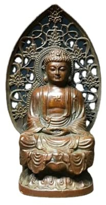 Estatua de Buda Shakyamuni de cobre antiguo, de latón hecho a mano, escultura de Tathagata, figuras de Feng Shui, creyentes budistas, adornos de adoración para sala de Buda