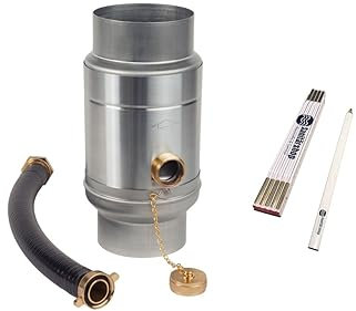 Sanitärshop Baustoffe & Sanitär: Zink Regenwassersammler mit Schlauchanschluss 87mm - mit Zollstock und Bleistift - 85% Wasserertrag für Fallrohr und Regentonne