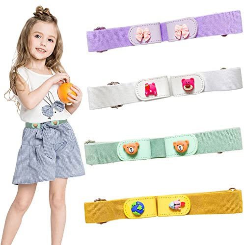 RUIJIE 4 Stücke Gürtel Ohne Schnalle Elastischer Gürtel Kinder Verstellbare Schnallenfreier Kindergürtel Unsichtbare Stretchgürtel Einstellbar Belts für Jungen Mädchen Jeans Hosen Kleid