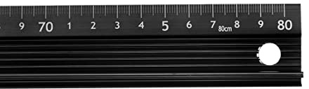 sourcing map Metal Regla 80cm Métrica Regla Medida Aluminio Aleación Antideslizante Protección Regla Recto Corte Regla Medición Herramienta con Colgante Agujero para Cortar Medir, Negro