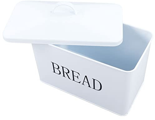 Gsycle Portapane, Portapane Fattoria Contenitore Per Pane Moderno con Coperchio Portapane Bianco in Metallo Per Piano di Lavoro della Cucina, 13,98 X 6,89 X 10,83 Pollici