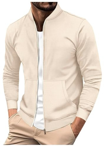 Bauzuoyo Chaqueta de punto para hombre, de punto fino, con cremallera y bolsillos, chaqueta de punto, cárdigan de invierno, sudadera deportiva para exteriores, abrigo de invierno, corte regular