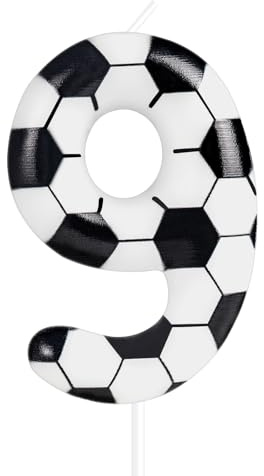 Zolunu Candela per torta di compleanno a tema calcio, numero 9 candele, forniture di decorazioni per feste a tema sportivo