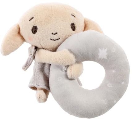 Rainbow Designs Harry Potter Dobby - Sonajero de peluche para bebé, juguete sensorial suave para recién nacidos, adecuado desde el nacimiento, sonajero de anilla para el desarrollo temprano, tiempo de