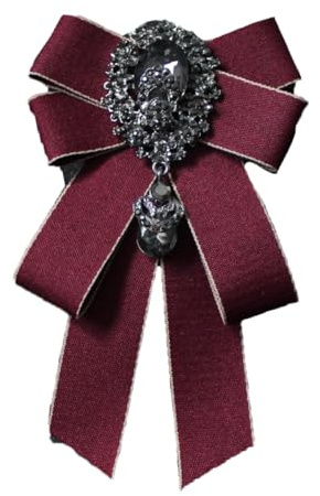 Spilla da uomo con fiocco grande con strass retrò Bowtie pre-legata mosche regolabile cristallo arco cravatta fiocco collare clip collo per abito matrimonio festa cerimonia, Colore: rosso, 16*10CM