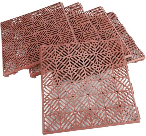 Faboer Pack of 10 Garden Plastic Deck Tiles – Interlocking Non-Slip Walkway Floor Path Patio – Weatherproof – Decorate Garden Vegetable Plot Or Terrace Lawn Grass