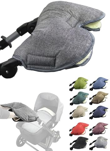 Muff handske [handvärmare för barnvagn] handmuff buggy med lammull vattentät vindtät universalstorlek för barnvagn, buggy, hjulsläp (melerad mörkgrå)