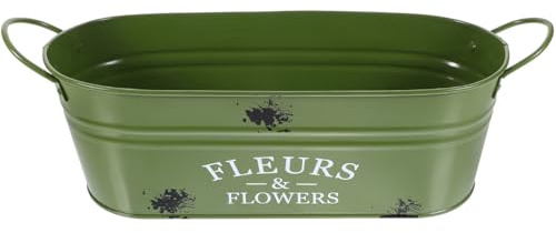 BESPORTBLE Vintage Metal Flower Pot Oval Flower Bucket Retro Iron Flowerpot Decorative Plant Holder for Home Office Garden Patio Decoration