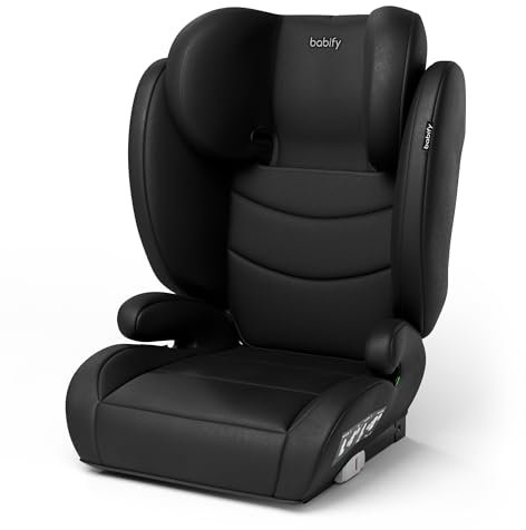 Babify FlexiFit Basic Silla de Coche para Bebés - Grupo 2/3 (15-36 kg), ISOFIX, Reposacabezas 13 Posiciones, Plegable, Funda Lavable, ECE R129, Negra