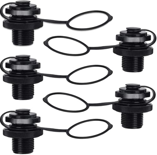Inflatable Kayaks Boat Plug 5PCS,20MM Threaded Diameter Inflatable Boats Kayak Replacement Parts for Intex Boat Intex Inflatable Boat Accessories for Intex River Run Kayak Plugs for Sit on Top (Black)
