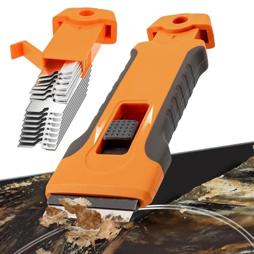 Hugitout Raschietto Multiuso Professionale 20 Lame Acciaio Inox – Attrezzo per Vetro, Muri e Piani a Induzione | Pulizia Profonda Senza Graffi per Superfici in Vetroceramica, Metallo e Piastrelle