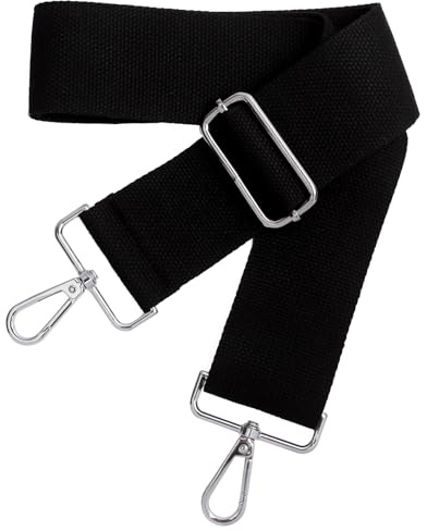 Schultergurt für Tasche, Taschengurte zum Wechseln Verstellbar, Breit 5cm Taschengurt mit Silber Karabiner, Taschengurt Schwarz für Handtasche Crossbody