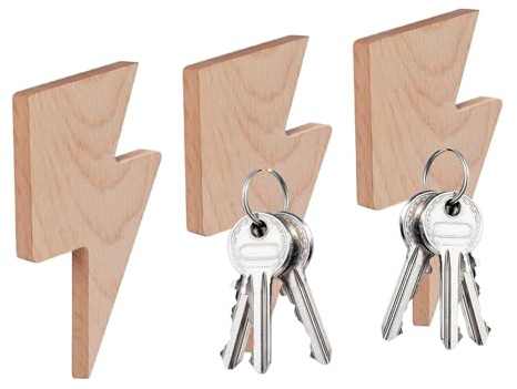 Vookkp 3 Pièces Patere Murale Bois Adhesif Porte Manteau Mural Bois sans Perçage Cle Mural Crochet Adhésif Magnétique Clé Murale Support Porte-Clé avec Aimants Puissants