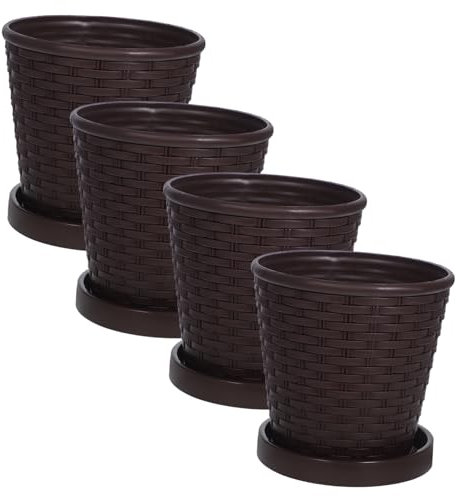 Abaodam 4juegos Maceta para Suculentas De Plástico con Bandeja Macetas De Plástico para Flores De Jardín Suministros De Jardinería para para Viveros Interiores Contenedor para