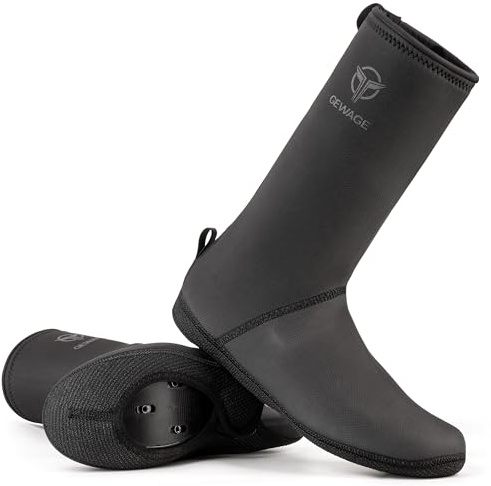 GEWAGEA Sur-chaussures thermo imperméables pour vélo hiver | Hydrotec néoprène 4 mm avec semelle Kevlar, coupe-vent et imperméable, réfléchissantes | Sur-chaussures vélo S–XL