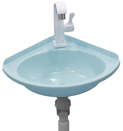 Lavello angolare compatto da parete con rubinetto, piccolo lavabo da cucina e bagno, ideale per camper, barca, camper, design salvaspazio, vasca singola