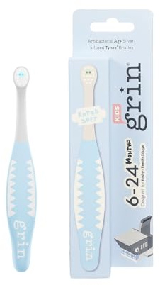 Grin Milky Start Manual Toddler Toothbrush, Light Blue, 6-24 Months