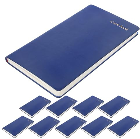 HOMSFOU 10Pcs A6 Portable Budgeting Notebook Blue PU Cover – Personal Finance Budget Planner Book with Daily Expense Tracker – Simple Cash Accounting Journal for Household Use