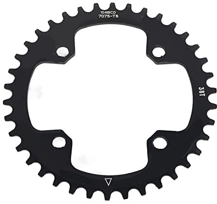 Alomejor Kettenblatt für Fahrrad, 32/34/36/38T BCD 104 mm, Kettenblatt, einfacher Gangring, Kurbel aus Stahl, für Mountainbike (38T-Schwarz)