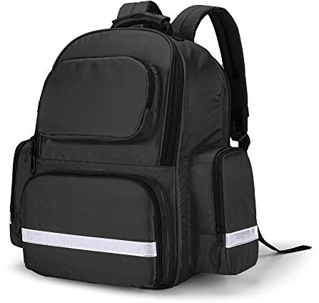 Trunab First Responder Bag Trauma Backpack Empty, Medical Emergency Kits Storage Jump Bag Pack for EMT, EMS, Police, Firefighters, Safety Officers, Black