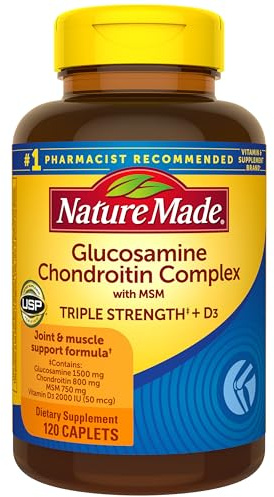 Nature Made Glucosamine Chondroitin Complex with MSM, Dietary MSM Glucosamine Chondroitin Supplement for Joint Support, 120 Caplets, 60 Day Supply