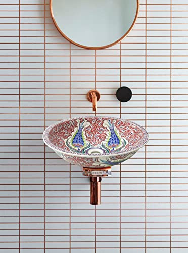 Beautiful Ceramic Sink, Turkish Unique washbasin, Hand painted Round washbasin, Lavabot, Italian ceramic gift, Bathroom Remodel, Guest Room