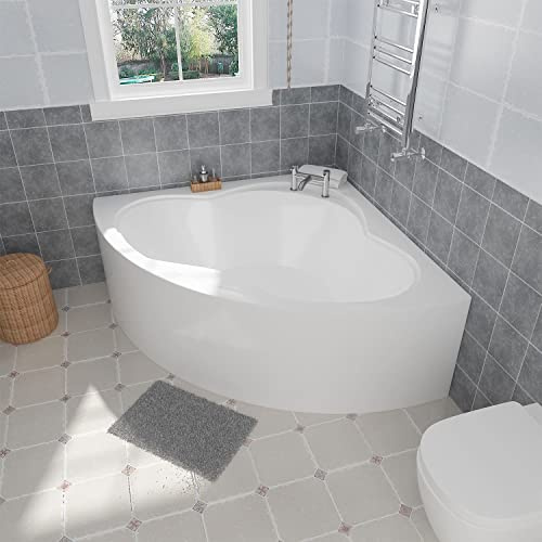 Aquariss Modern Corner Acyrlic Bath Back to Wall Bathtub White 1350x1350mm Right Handed